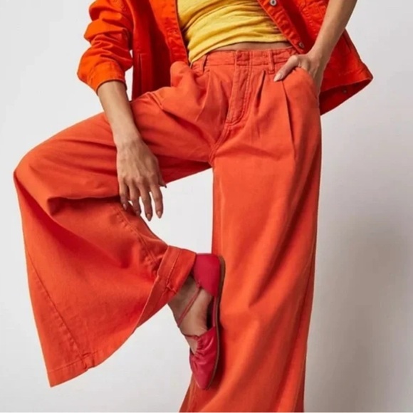 Free People Denim - Free People NWT Light As Spring Trousers Deep Ginger Size 2